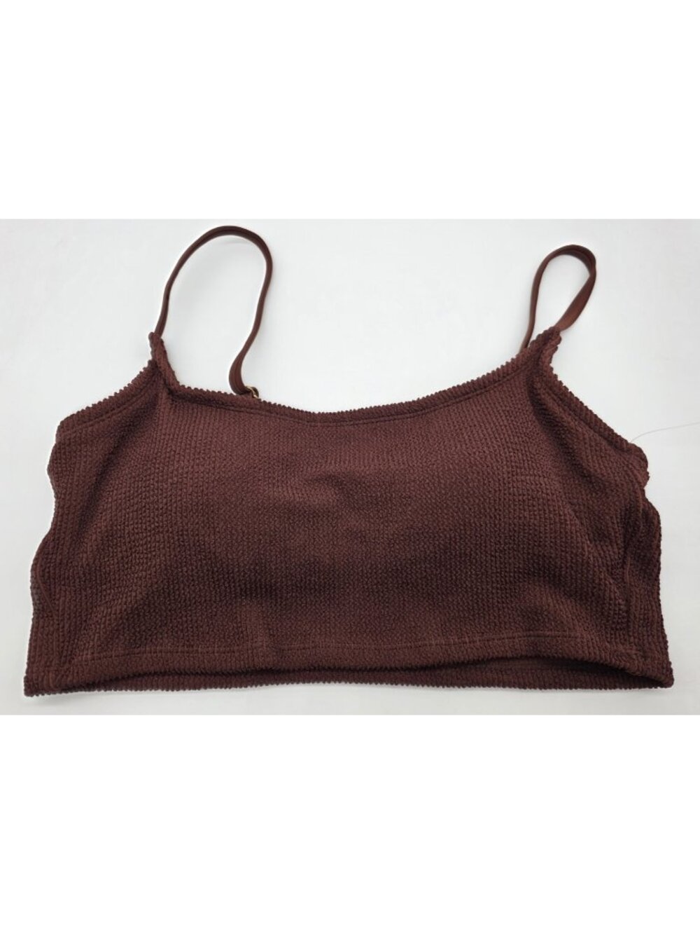 Kona Sol Women's Bikini Swimsuit Top Size Large 12-14 Brown Textured Padded Swim